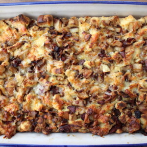 Apple Bacon Bread Pudding ~ Savory Bread Pudding ~ Make Ahead Breakfast