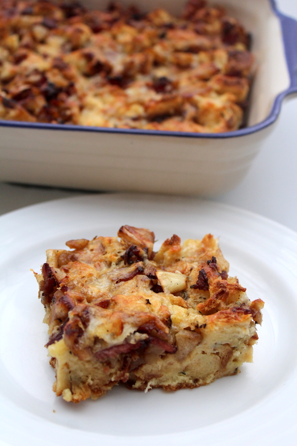 Apple Bacon Bread Pudding ~ Savory Bread Pudding ~ Make Ahead Breakfast