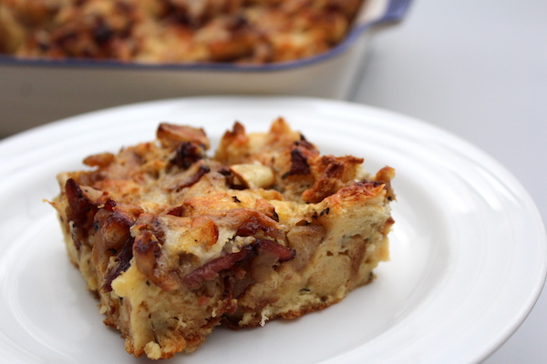 Apple Bacon Bread Pudding ~ Savory Bread Pudding ~ Make Ahead Breakfast