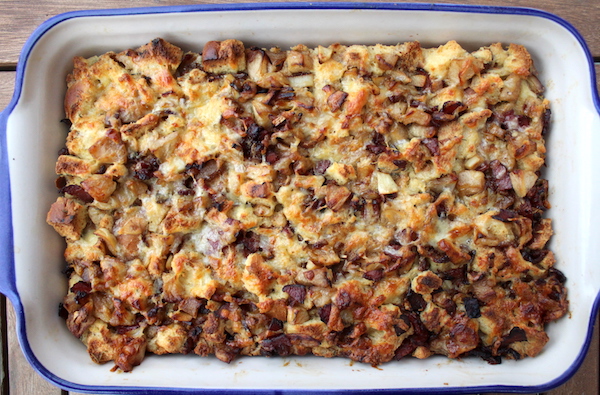 Apple Bacon Bread Pudding ~ Savory Bread Pudding ~ Make Ahead Breakfast