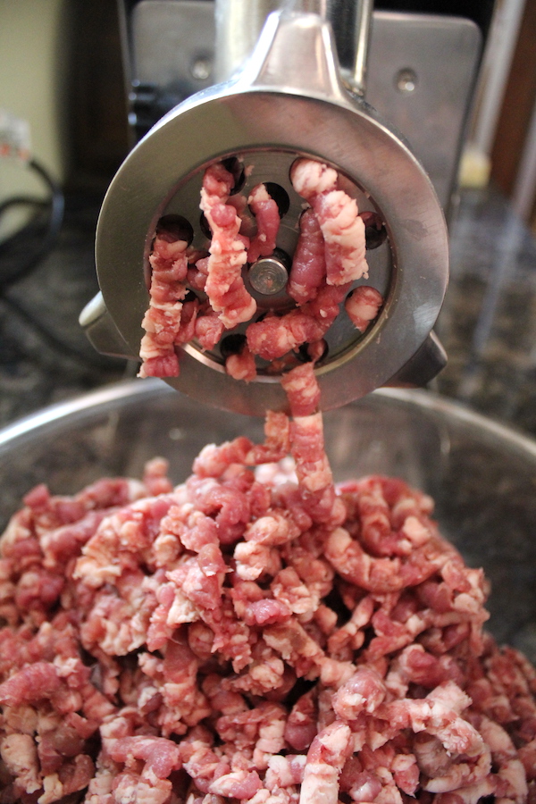 Grinding Meat for Mongolian Buuz