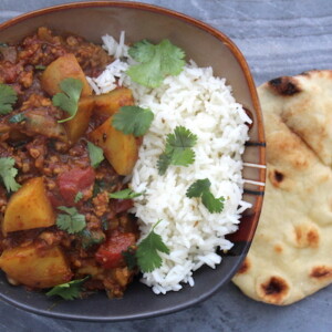 Keema Aloo Mince Curry with Potatoes Made with Lamb