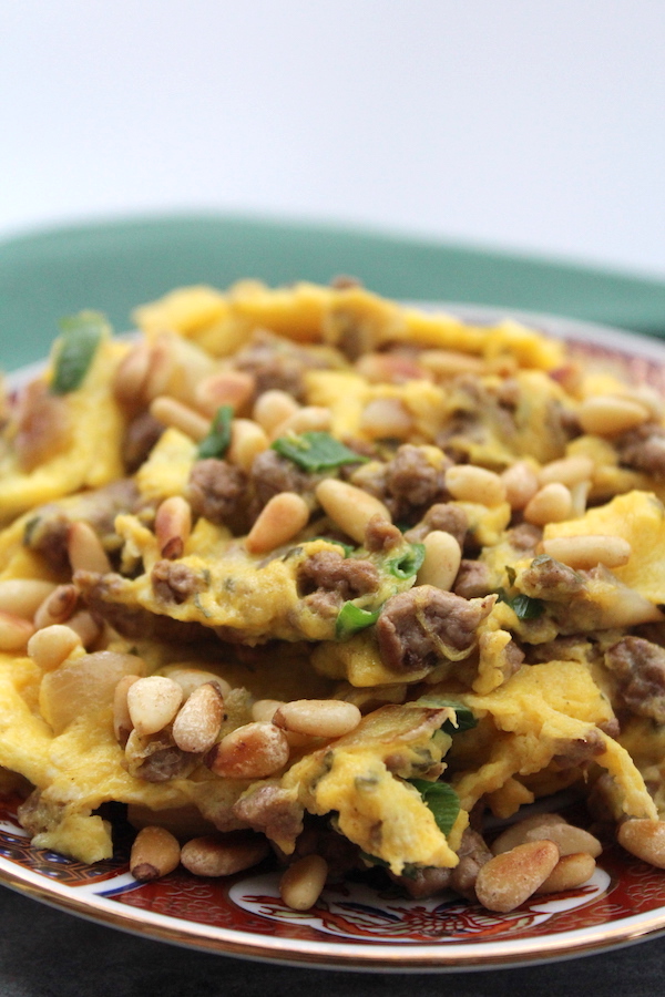 Scrambled Eggs with Lamb and Pine Nuts