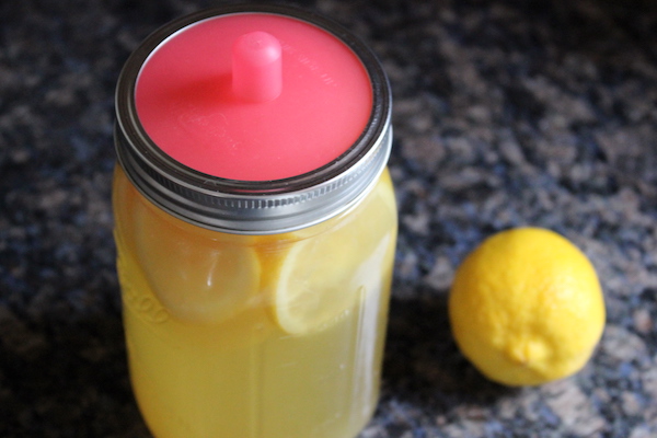 Finnish fermented lemonade culturing in a mason jar fermenter with a silicone water lock