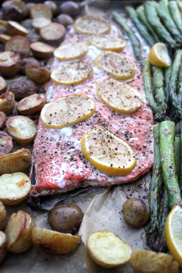 Sheet Pan Lemon Pepper Salmon with Asparagus and Potatoes