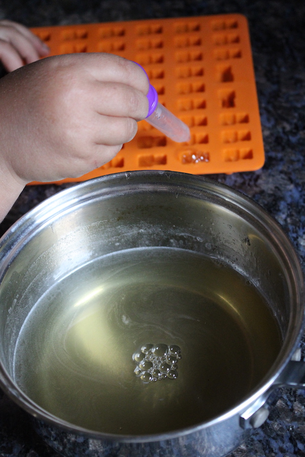 Filling Dandelion Gummy Molds