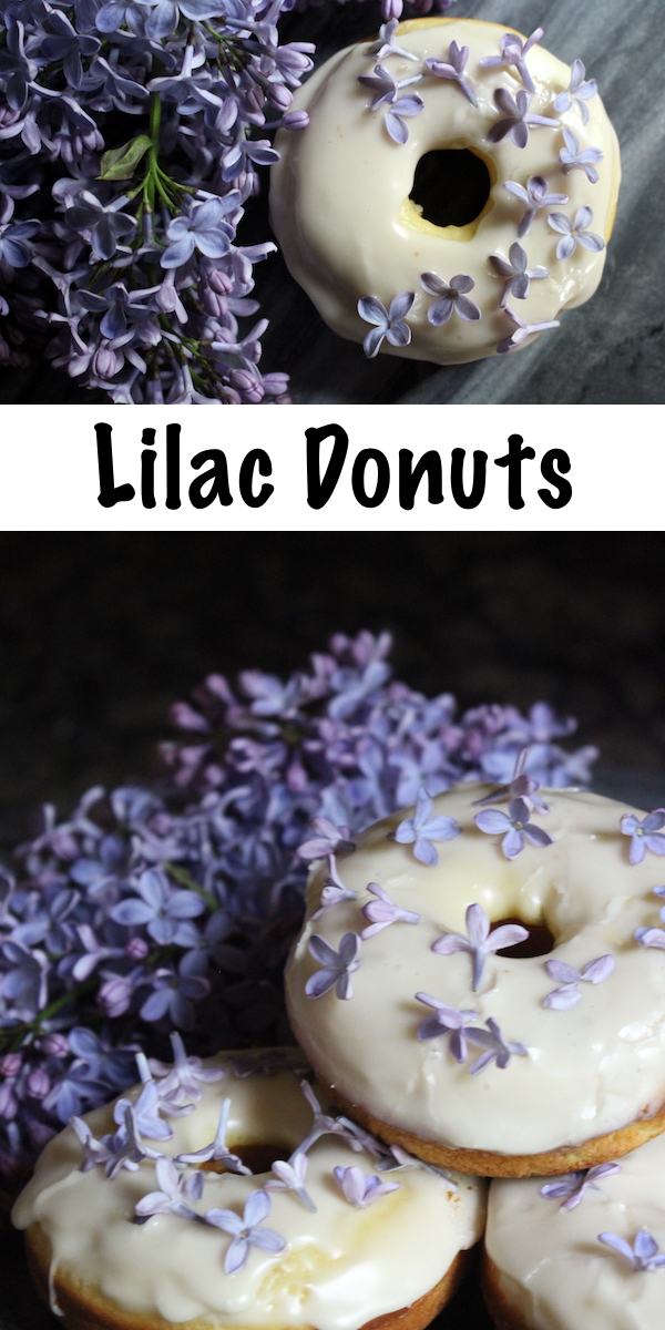 Lilac Donuts ~ Simple baked donuts flavored with edible flowers. Lilacs go right into the batter before baking, and then the edible flowers work as sprinkles on top too!