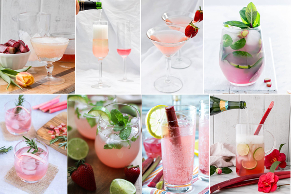 Rhubarb Cocktails Collage