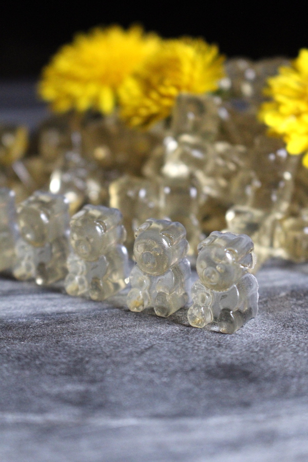 Healthy Gummy Bears Recipe with Dandelion and Honey ~ Honey Sweetened and flavored with Dandelion flowers