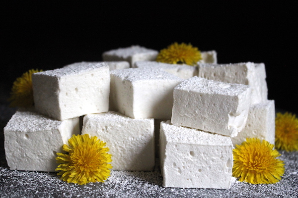 Homemade dandelion and honey marshmallows