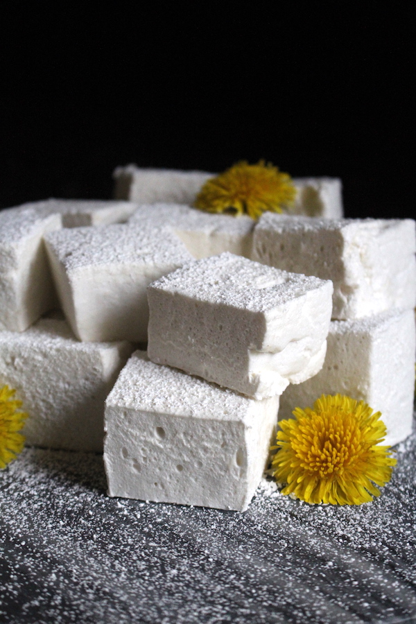 Homemade Dandelion and Honey Marshmallows with just a few all natural ingredients (no corn syrup!)