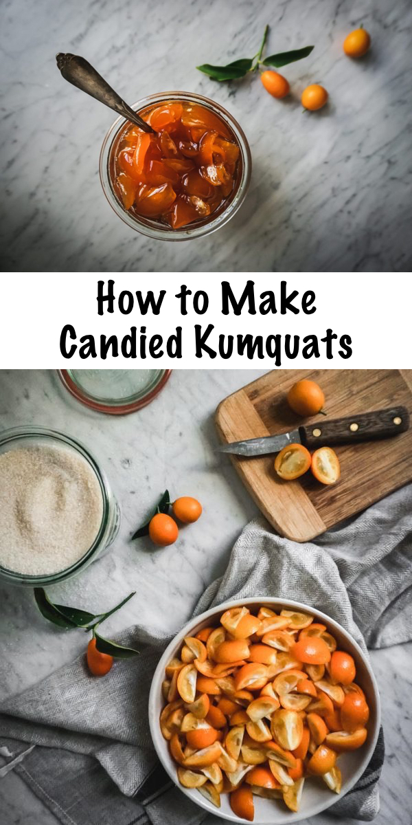 How to Make Candied Kumquats ~ Blessed with a bounty of kumquats? Celebrate those tiny sweet and tart citruses and make candied kumquats with this super easy recipe! #citrus #kumquats #preserves