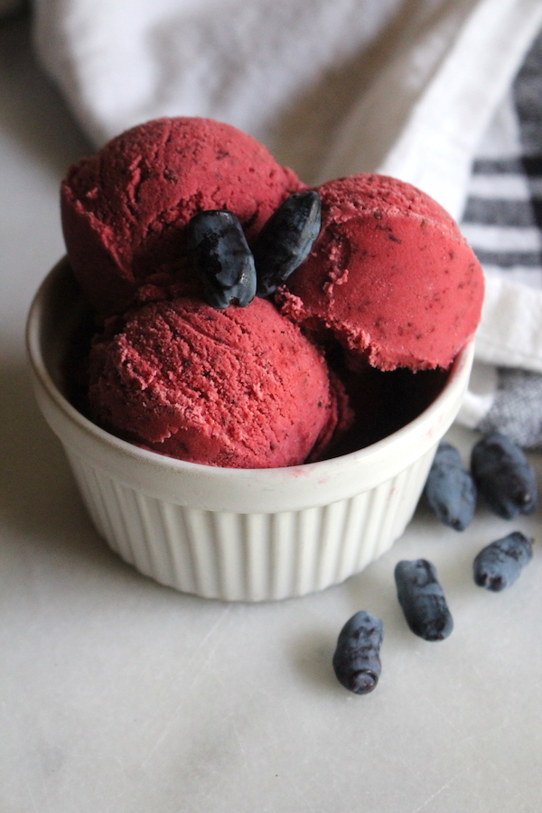 Homemade Haskap Ice Cream (Honeyberry Ice Cream)