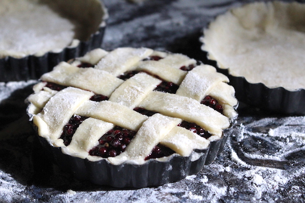 Elderberry tarts filled with fresh elderberry pie filling