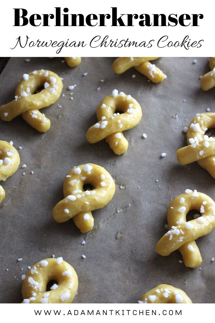 Berlinerkranser (Norwegian Christmas Cookies) ~ Known as Berlin Wreaths, these eggy christmas cookies have a distinctive flavor and festive shape. One of the most popular traditional christmas cookies in Norway, and popular with Scandinavian immigrants as well. #christmascookies #nordicfood #nordicchristmas #christmas #holidayrecipes