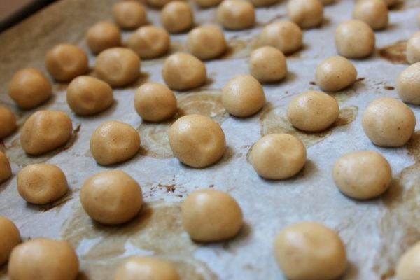 Homemade Pebernødder ready to be baked