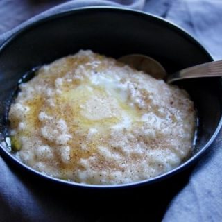 Risengrød served with butter and cinnamon sugar