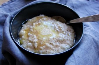 Risengrød served with butter and cinnamon sugar