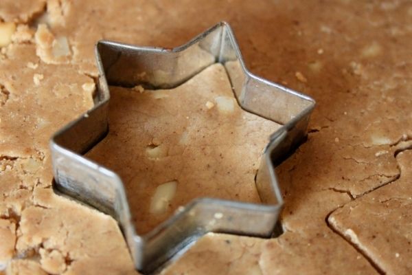 Danish Brunkage dough being cut