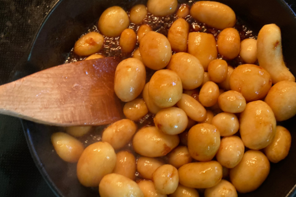 Early stage browned potatoes