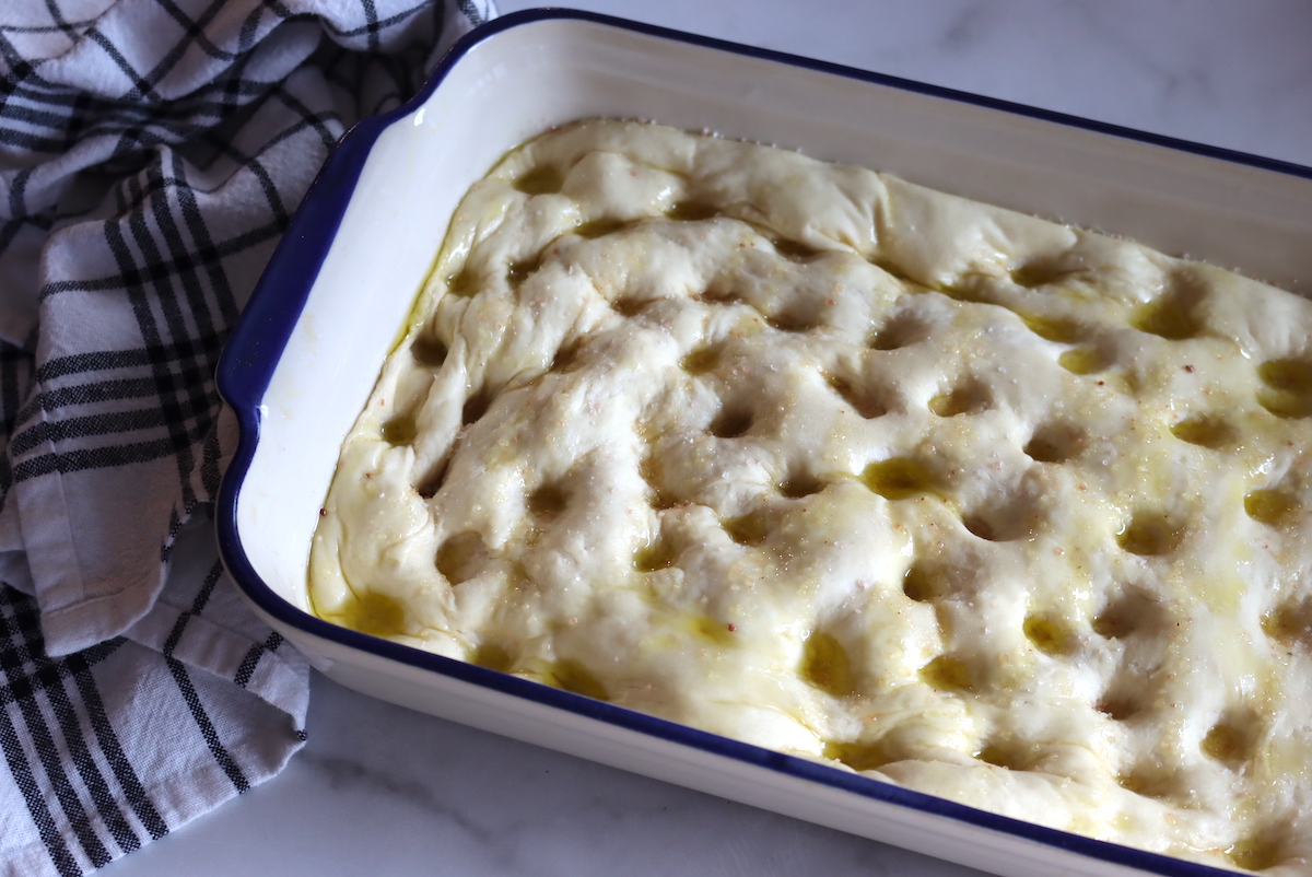 Fully Risen Bread Machine Focaccia dough