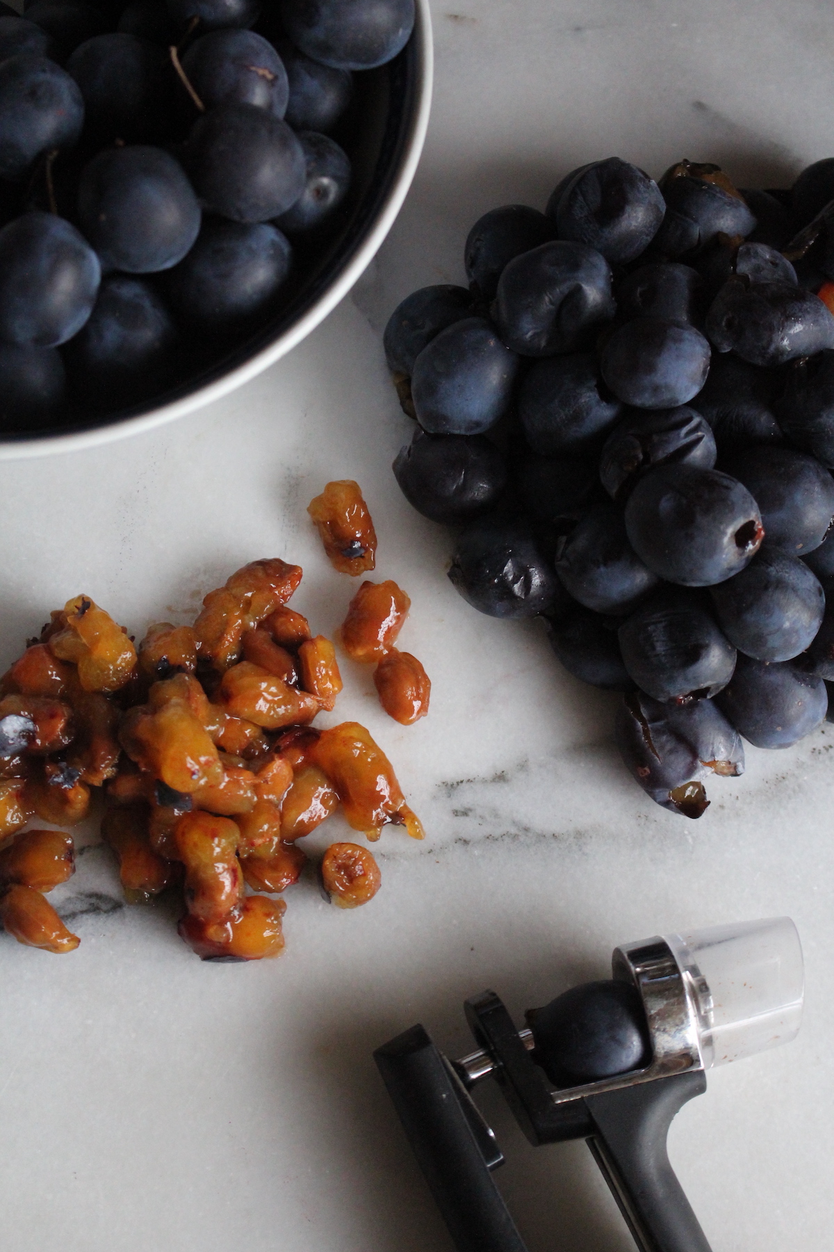 Pitting Damson Plums