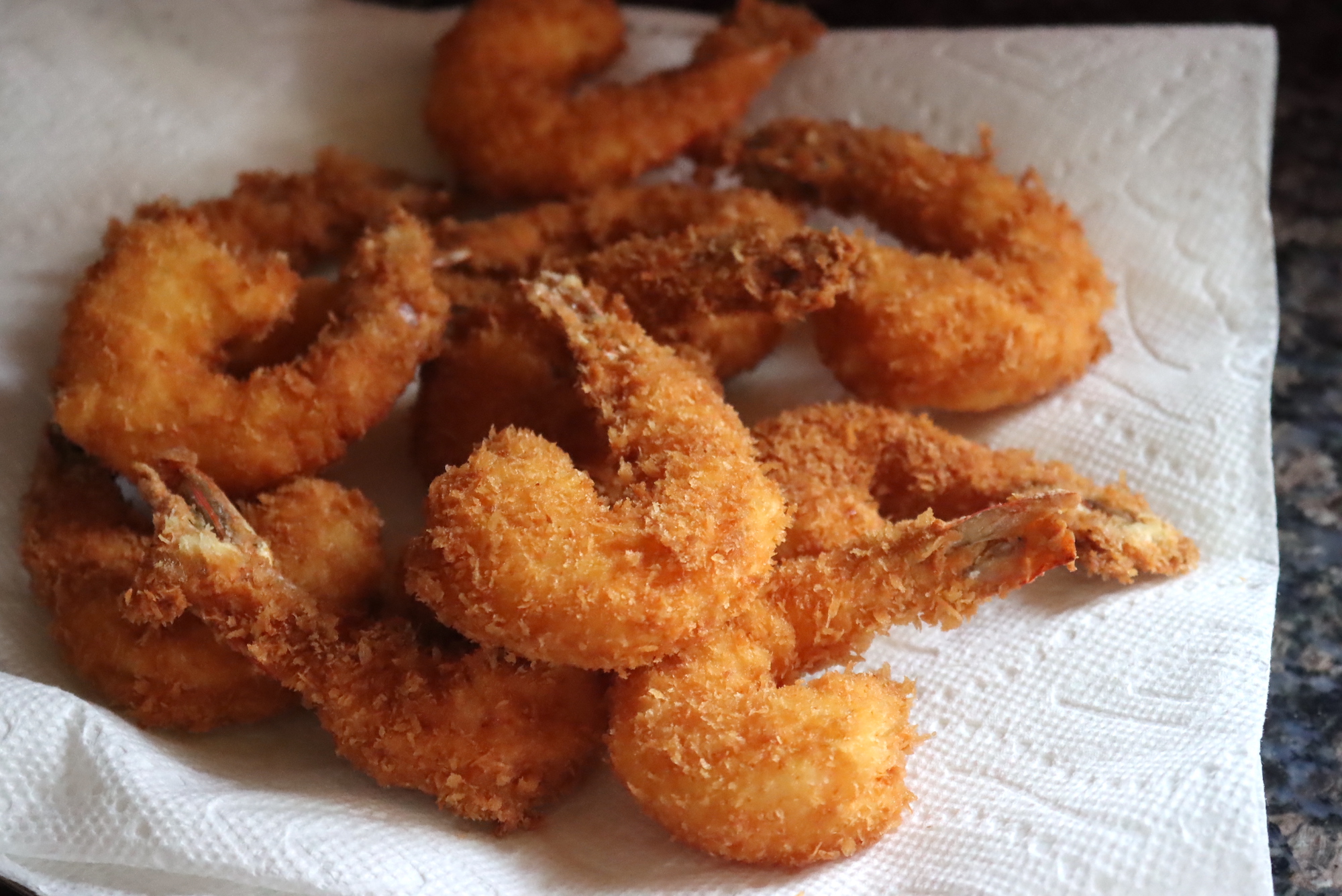 Draining Fried Shrimp after Frying