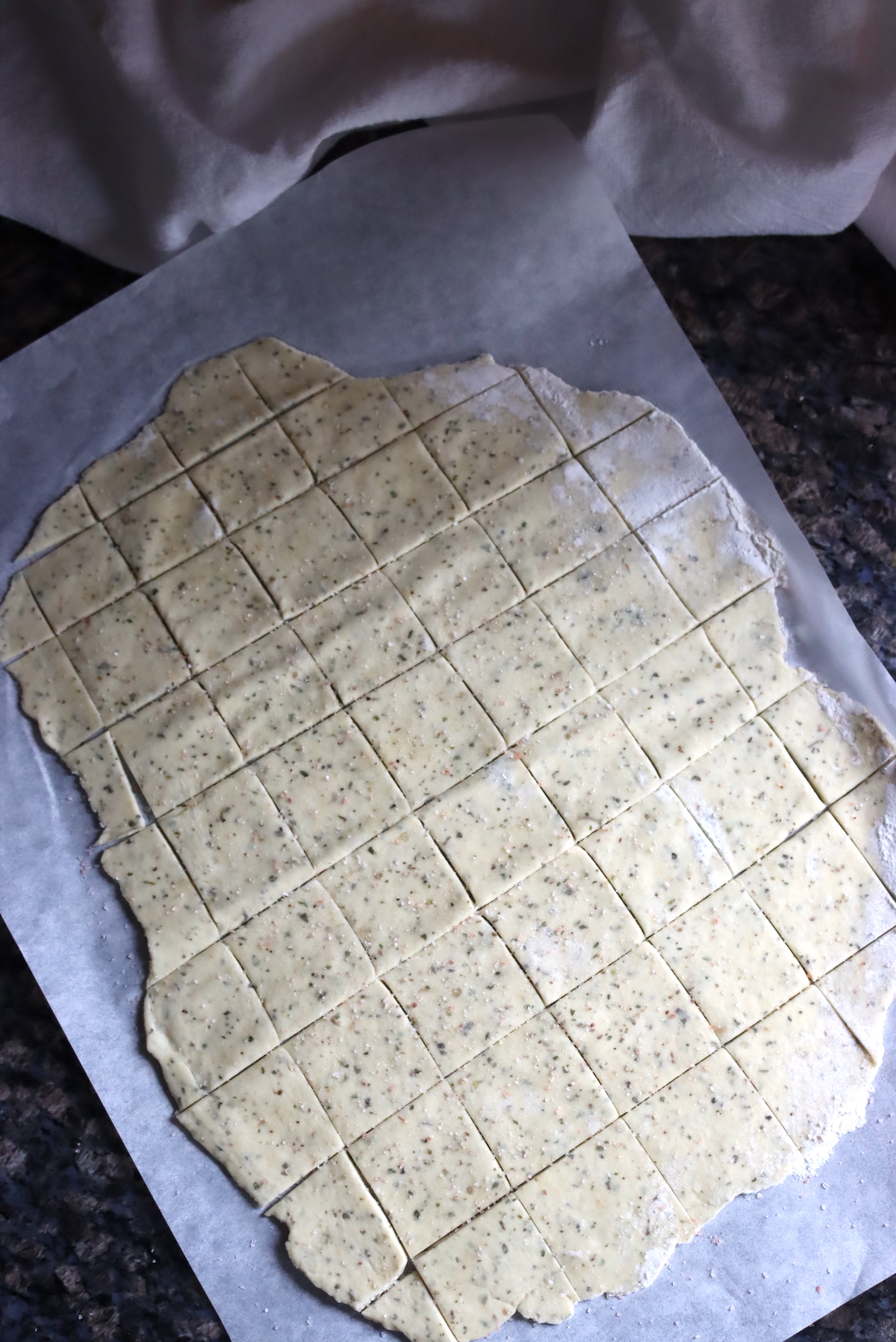 Cut Sourdough Discard Cracker Dough